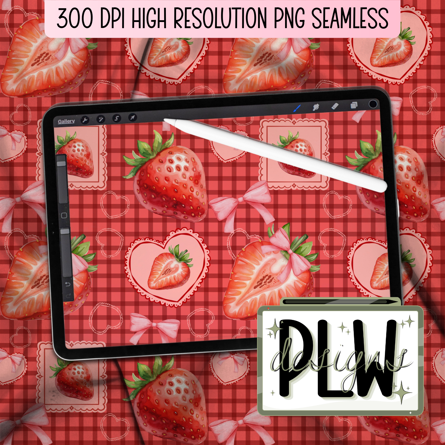 Sweet Summer Harvest, Cottage Summer Fruit Seamless Repeat Pattern, Bundle of 6 Seamless Digital Download, High Resolution 300 DPI PNG JPG