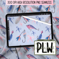 Fishing Lures, Glitter Fishing, Seamless Pattern PNG Digital Download