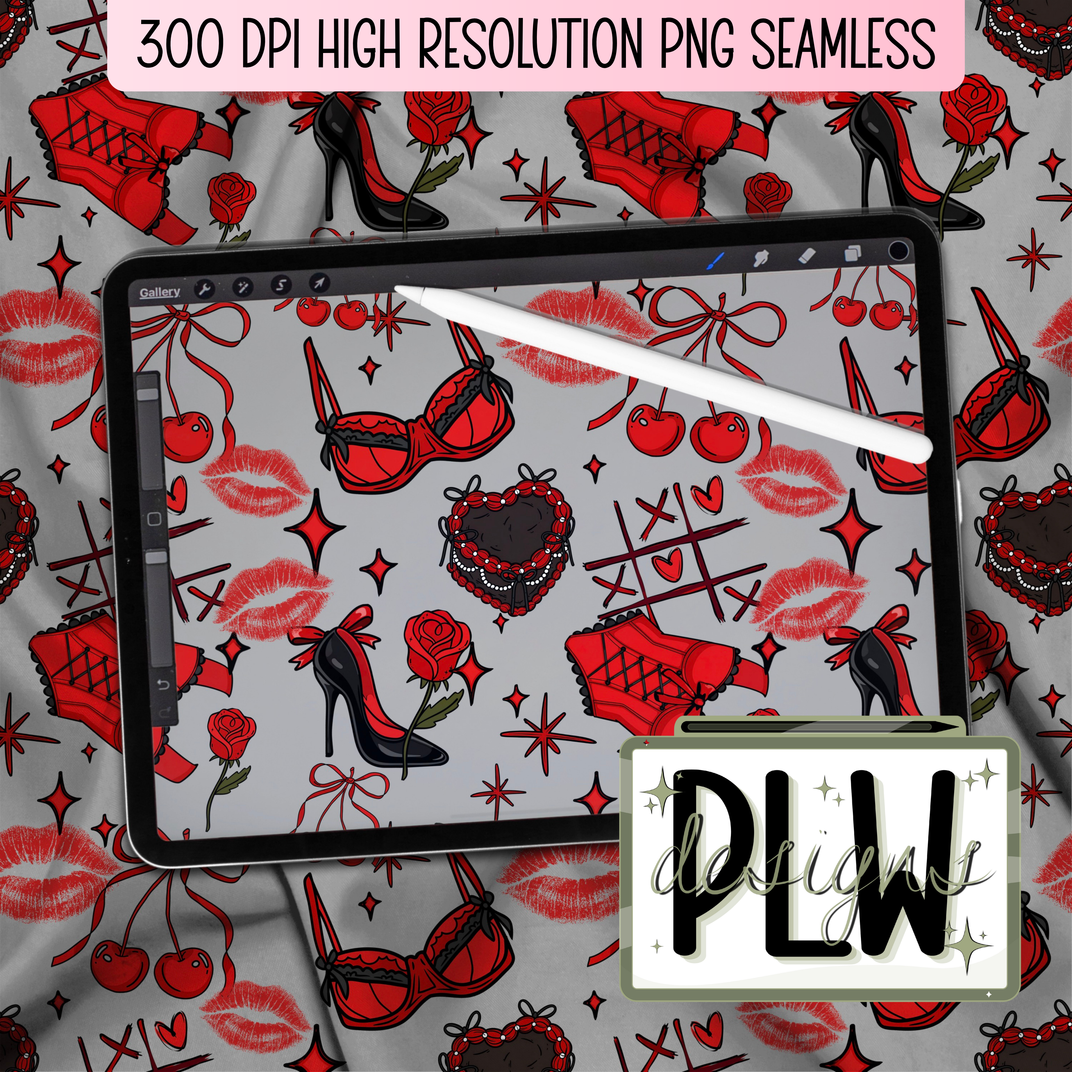 Midnight Romance, Edgy Retro Seamless Pattern