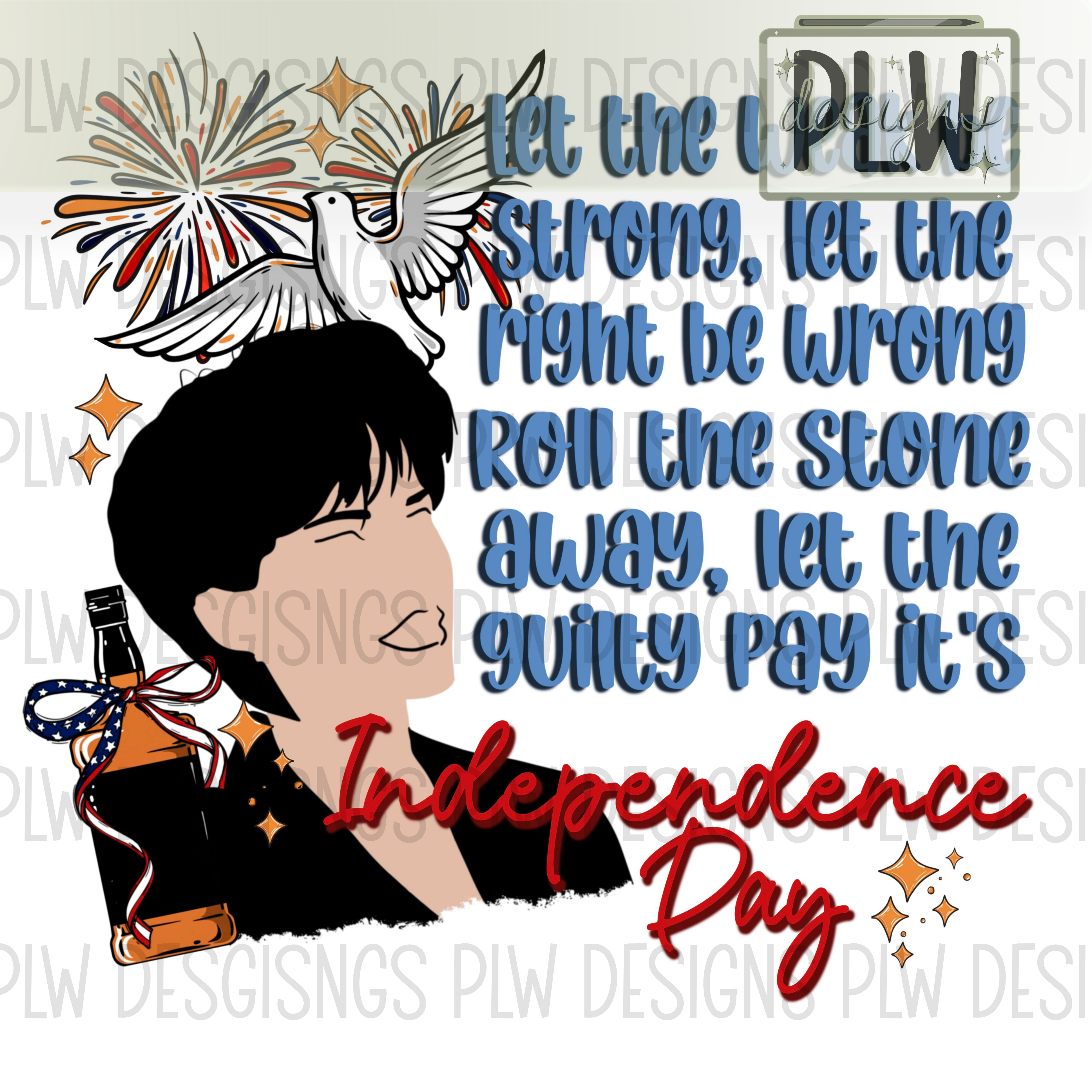 Independence Day, Red, White & Blue Freedom PNG Digital Download