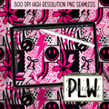 High-Contrast hot pink, black and pastel Y2K vibes, Smiley Face, checkered, leopard print, edgy Seamless Digital Download