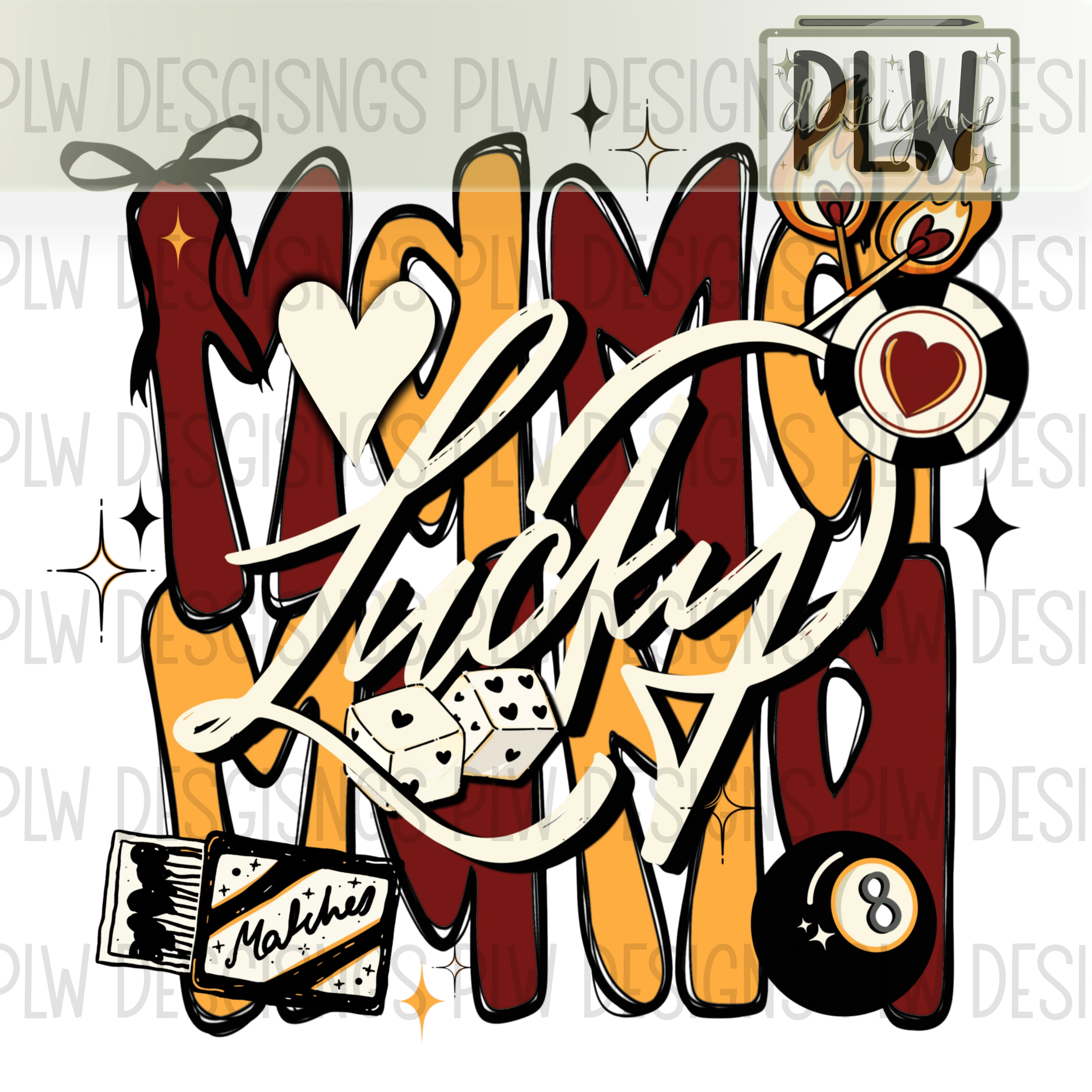 Lucky Mama Grunge PNG Digital Download