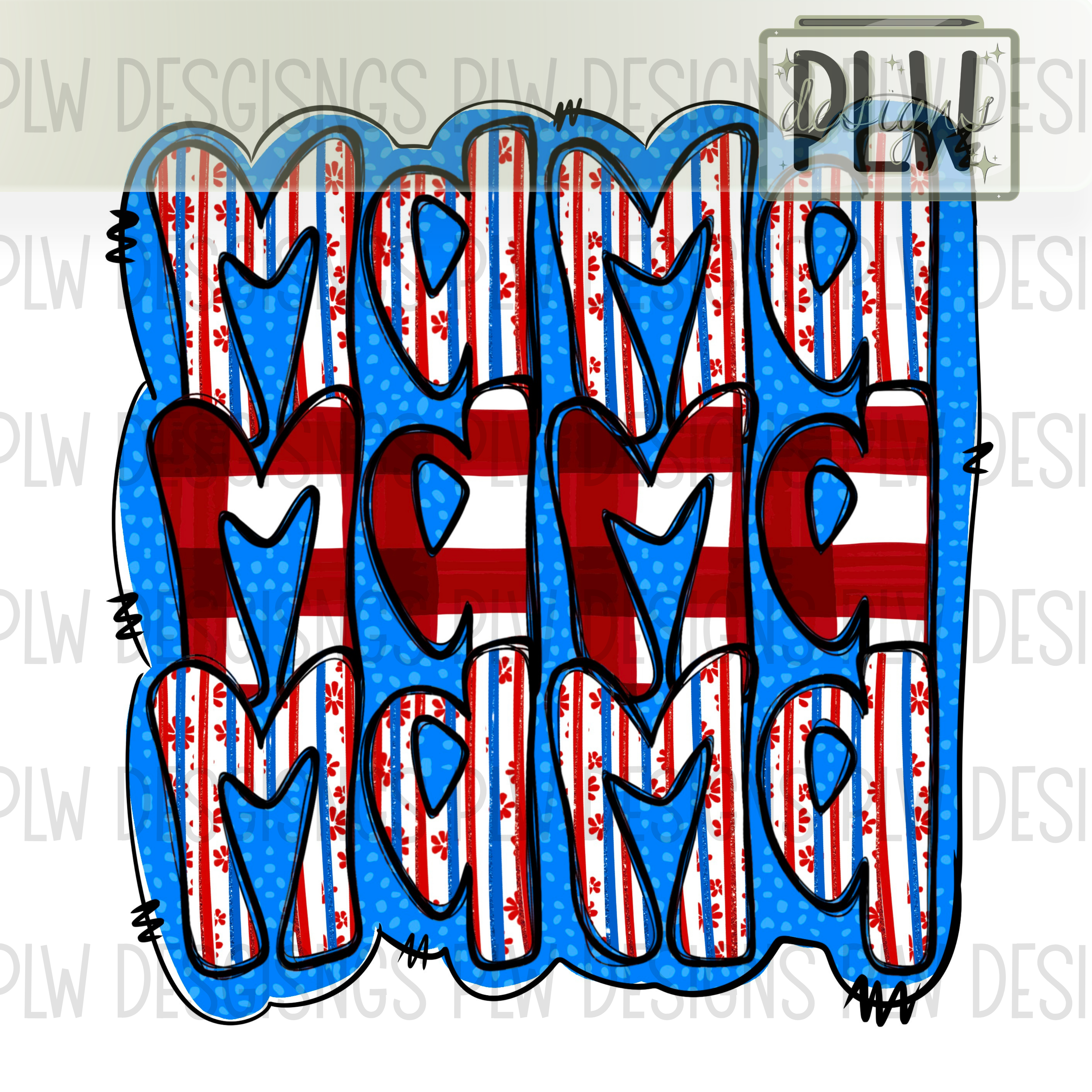 MAMA Red, White And Blue PNG Digital Download