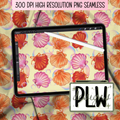 Sun-kissed Shells & Bubbles, Vibrant Sea Shells, Iridescent bubbles, pinks and orange, PNG, JPG, Seamless Pattern