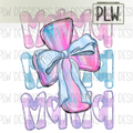MAMA, Checkered Cross, Bow Design PNG Digital Download