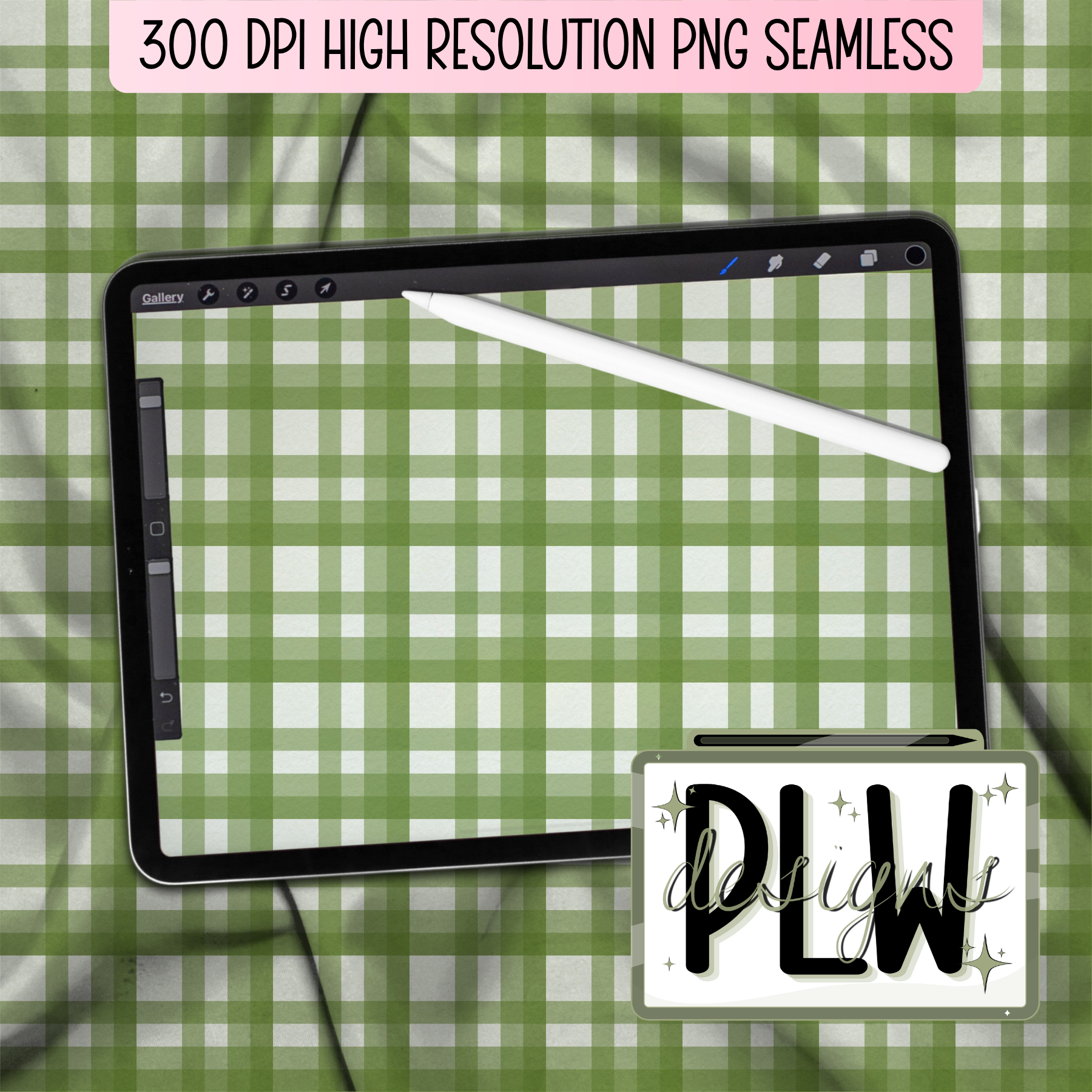 Totally Green, watercolor vibes, textured gingham plaid styled Seamless repeat pattern, high resolution 300 DPI PNG JPG