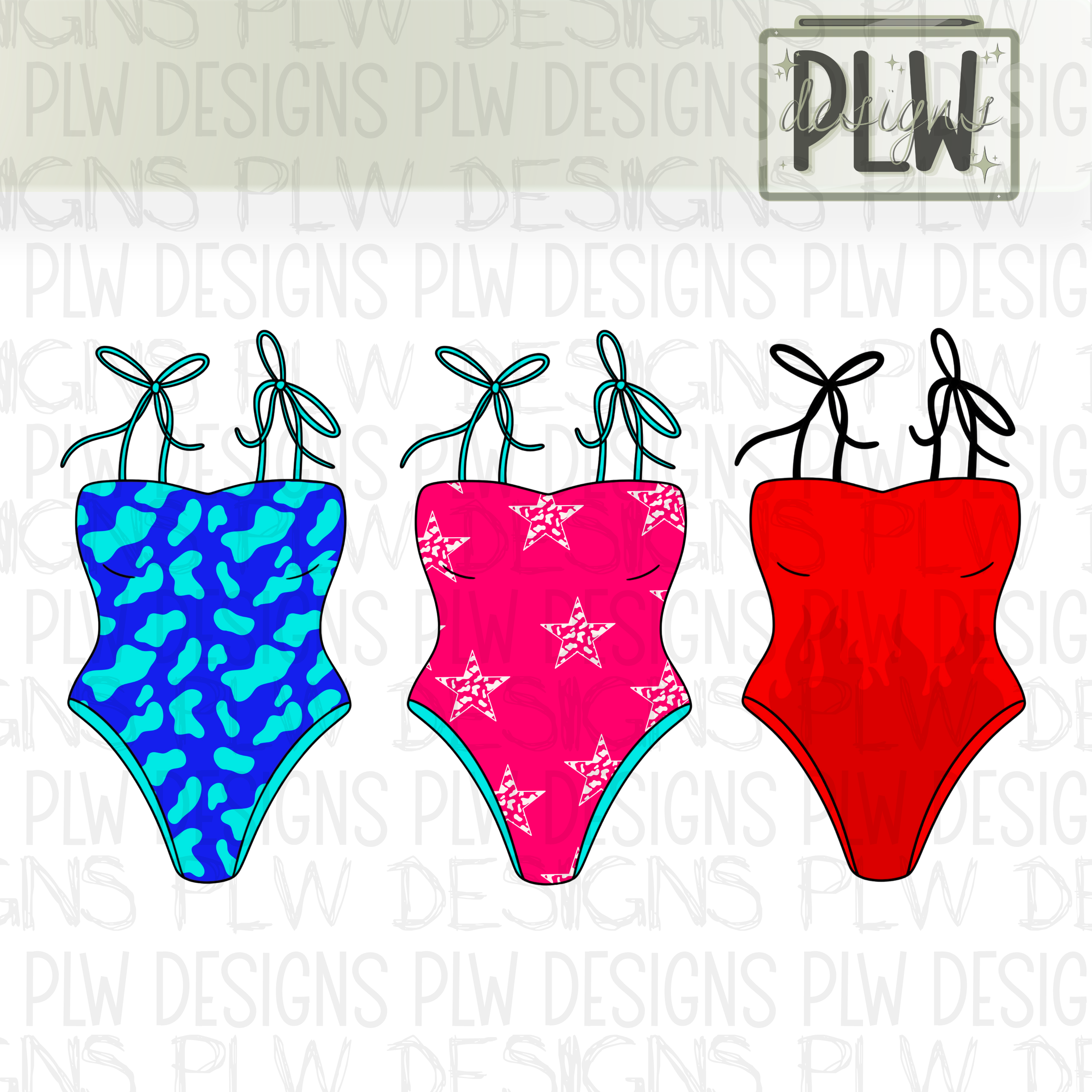 Western-Grunge inspired Swimsuit Clipart Bundle, Digital Download, PNG clipart Bundle