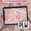 Pretty in Pink Poultry, Grandmillennial Hen House Seamless, PNG, JPG, Seamless Digital Download Pattern