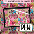 Pink Sands & Skeleton Flamingos PNG, JPG, Digital Download, Seamless File