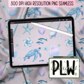 Under The Sea Blues, Sea Turtle, Starfish, Fish, Watercolor, Seamless Pattern, Watercolor PNG Digital Download