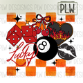 Grungy Western Flame Lucky Checkered PNG Digital Download