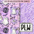 Purple-Y Spooked, Boo and Bows Lavender Haunted Seamless Pattern, Digital Download High Resolution 300 DPI PNG
